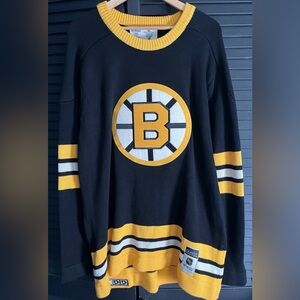 Boston Bruins Vintage Hockey Knit Jersey NHL Official CCM Pro XL Classic Sweater